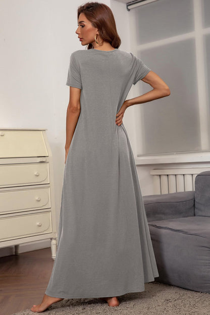 Round Neck Short Sleeve Maxi Dress