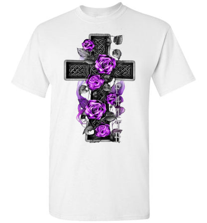Cross With Flowers Faith Christian Tee Shirt Top
